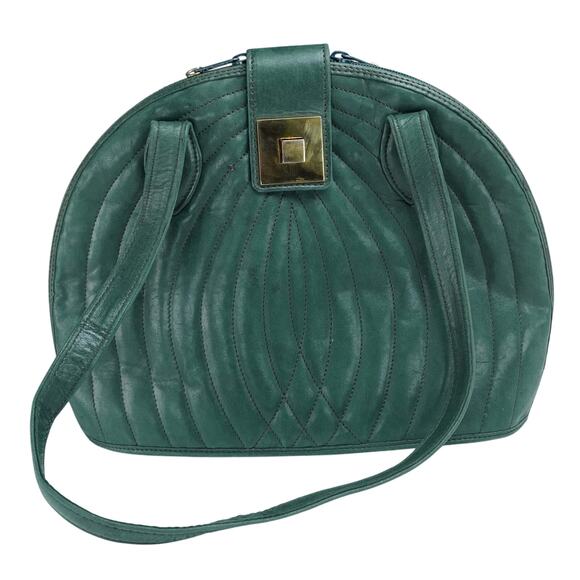 John Michel Nouveau Handbags - Jean Michel Nouveau Green Quilted Handbag Made In France Vintage